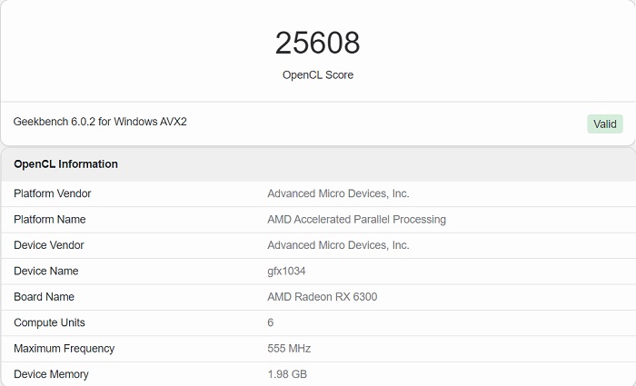 AMD Radeon RX 6300现身基准测试：不如Radeon 780M核显