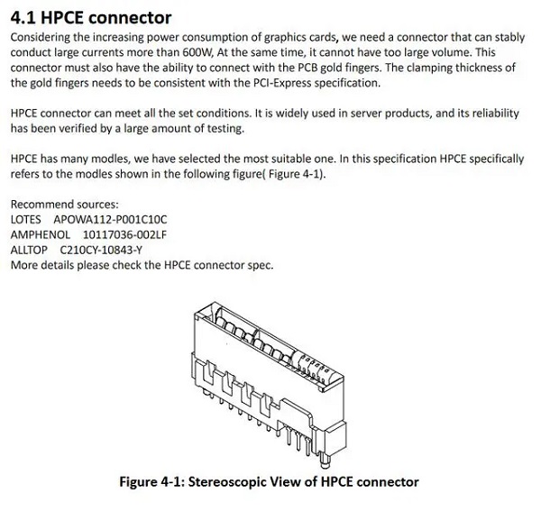 新型HPCE电源连接标准：功率超600W，避免12VHPWR接触不良的问题