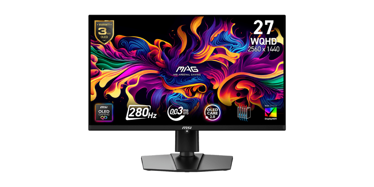 微星带来MAG 271QP QD-OLED X28显示器：2K@280Hz，国补价2346元