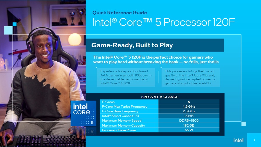 英特尔准备酷睿5 120F处理器：6核心12线程，睿频4.5GHz，支持LGA 1700平台